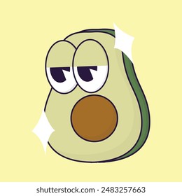 simple colorful avocado mascot icon illustration