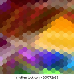 simple colorful background consisting of hexagons