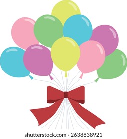 Simple and colorful balloons with ribbons Vector illustration for birthdays and celebrations