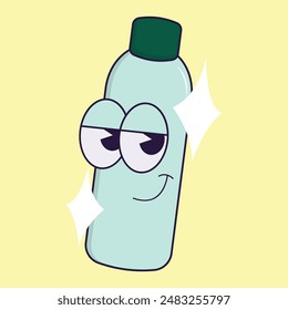 simple colorful bottle mascot icon illustration