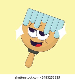 simple colorful brush mascot icon illustration