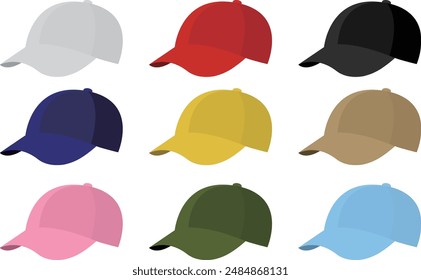 conjunto de ilustración de gorra simple y colorida