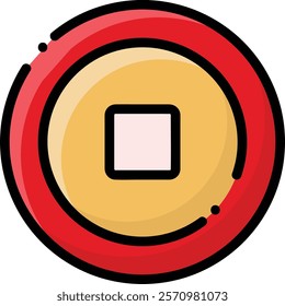 simple colorful chinese coin icon illustration design