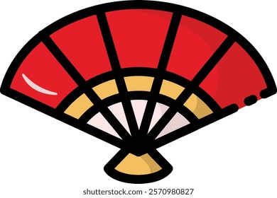 simple colorful chinese fan icon illustration design