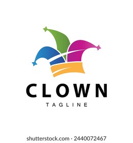 Simple colorful clown hat logo simple circus comedian equipment design template illustration