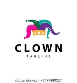 Simple colorful clown hat logo simple circus comedian equipment design template illustration