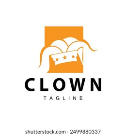 Simple colorful clown hat logo simple circus comedian equipment design template illustration