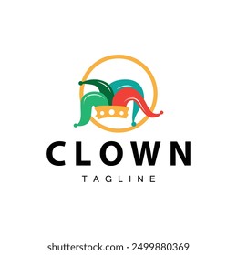 Simple colorful clown hat logo simple circus comedian equipment design template illustration