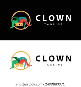 Simple colorful clown hat logo simple circus comedian equipment design template illustration