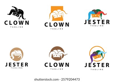 Simple colorful clown hat logo simple circus comedian equipment design template illustration