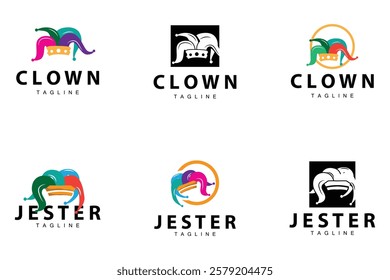 Simple colorful clown hat logo simple circus comedian equipment design template illustration