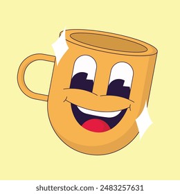 simple colorful coffe cup mascot icon illustration