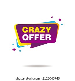 simple colorful crazy offer banner design, crazy offer advertisement sign vector