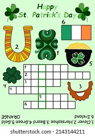 Simple colorful crossword in English for St. Patrick's day party vector illustration