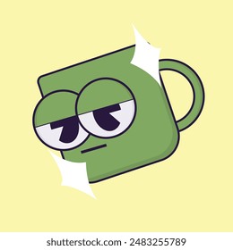 simple colorful cup mascot icon illustration