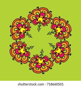Simple colorful decorative round flower composition.