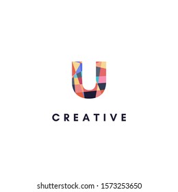 simple colorful digital vibrant monogram U logo letter creative design concept.