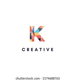 simple colorful digital vibrant monogram K logo letter creative design concept.