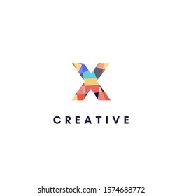 simple colorful digital vibrant monogram X logo letter creative design concept.