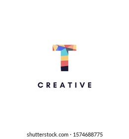simple colorful digital vibrant monogram T logo letter creative design concept.