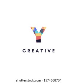 simple colorful digital vibrant monogram Y logo letter creative design concept.