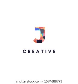 simple colorful digital vibrant monogram J logo letter creative design concept.