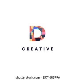 simple colorful digital vibrant monogram D logo letter creative design concept.