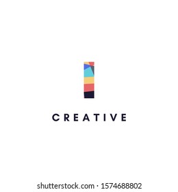simple colorful digital vibrant monogram I logo letter creative design concept.