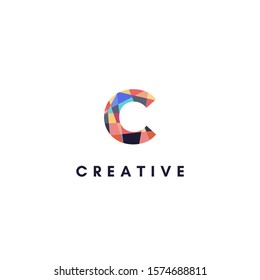 simple colorful digital vibrant monogram C logo letter creative design concept.