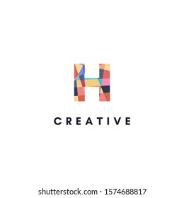 simple colorful digital vibrant monogram H logo letter creative design concept.