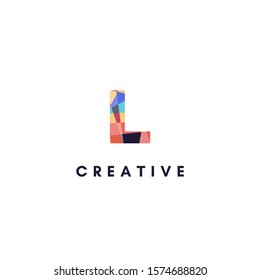 simple colorful digital vibrant monogram L logo letter creative design concept.