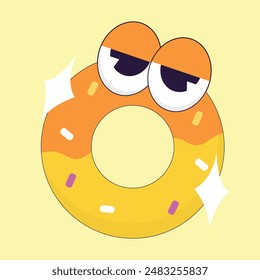 simple colorful donut mascot icon illustration