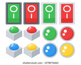 Simple Colorful Electric Switch Vector Icon Set, Green, Red, Blue and Yellow - Powered by Shutterstock - Get 15% off with code: PIKWIZARD15