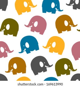 simple colorful elephant seamless pattern on white