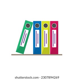 Simple colorful file folder flat design style on the isolated white background, document file information storage record concept, copy space for text or design, editable shape object