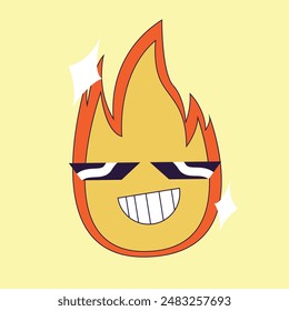 simple colorful fire mascot icon illustration