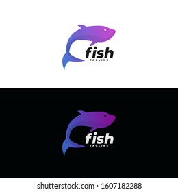Simple colorful fish logo icon design