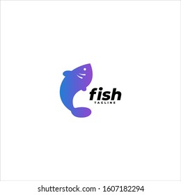 Simple colorful fish logo icon design