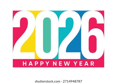 modelo de banner de ano novo feliz de design plano colorido simples
