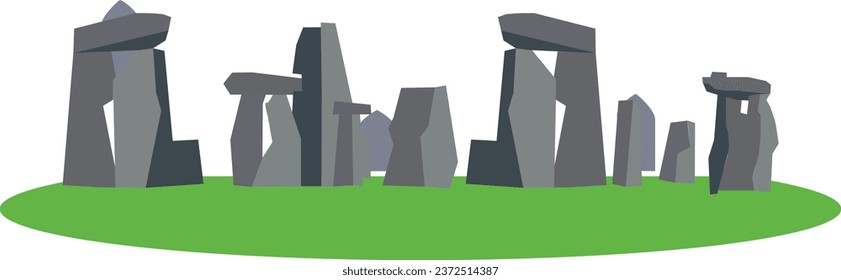 Simple colorful flat drawing of the British historical landmark monument of the STONEHENGE, SALISBURY PLAIN