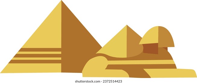 Simple colorful flat drawing of the Egyptian historical landmark monument of the GIZA PYRAMID COMPLEX, GIZA