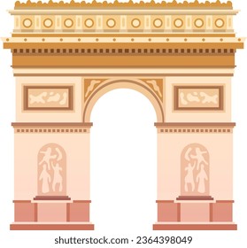 Simple colorful flat drawing of the French historical landmark monument of the ARC DE TRIOMPHE DE L'ÉTOILE, PARIS