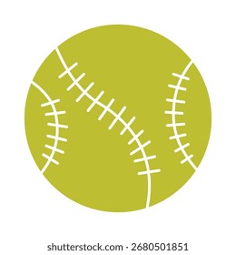 A simple and colorful flat illustration of a baseball or softball. This sports icon is perfect for game-related designs, athletic themes, and team logos.
