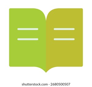 A simple and colorful flat illustration of an open book. This minimalist green icon is perfect for education, knowledge, reading, and literature-related concepts.
