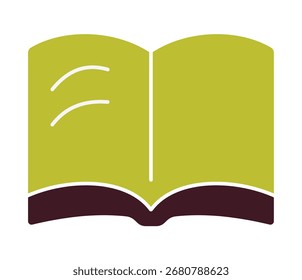 Una ilustración plana simple y colorida de un libro abierto. Este icono minimalista es perfecto para la educación, el conocimiento, la lectura y los conceptos relacionados con la literatura.

