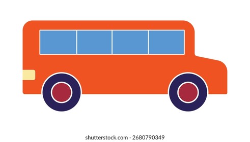 Una ilustración plana simple y colorida de un autobús escolar. Este lindo vehículo de dibujos animados es perfecto para diseños de regreso a la escuela, materiales educativos para niños y proyectos con temas de transporte.
