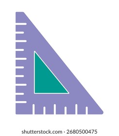 Una ilustración plana simple y colorida de una Regla cuadrada o triangular. Este icono de herramienta geométrica es ideal para proyectos de educación, arquitectura y diseño.
