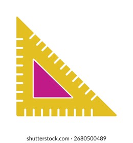 Una ilustración plana simple y colorida de una Regla cuadrada o triangular. Este moderno icono de herramienta geométrica es perfecto para proyectos de educación, arquitectura y diseño.
