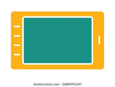 A simple and colorful flat illustration of a tablet computer with a blank screen. This modern device icon is perfect for technology, e-learning, and mockup designs.
