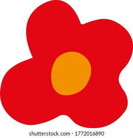 simple colorful flat vector red flower illustration